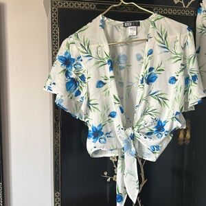 Floral Tie-Front Top and Shorts Set